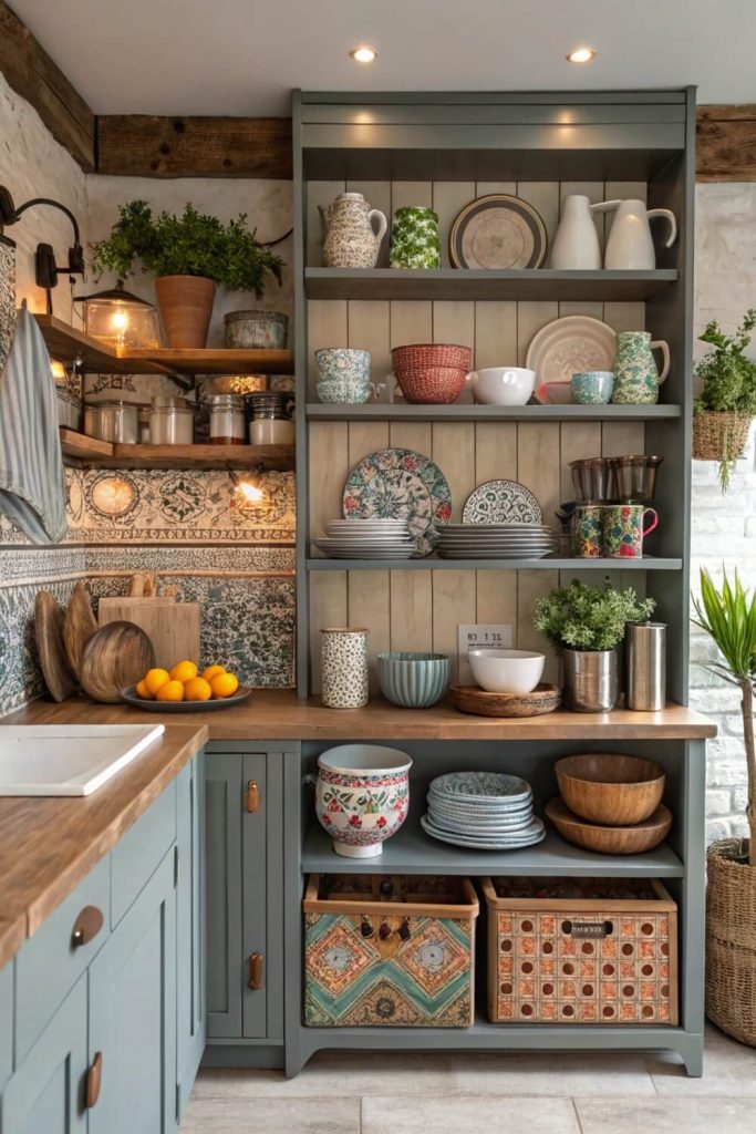 Open Shelving for Free-Spirited Boho Kitchen for Eclectic Vibes