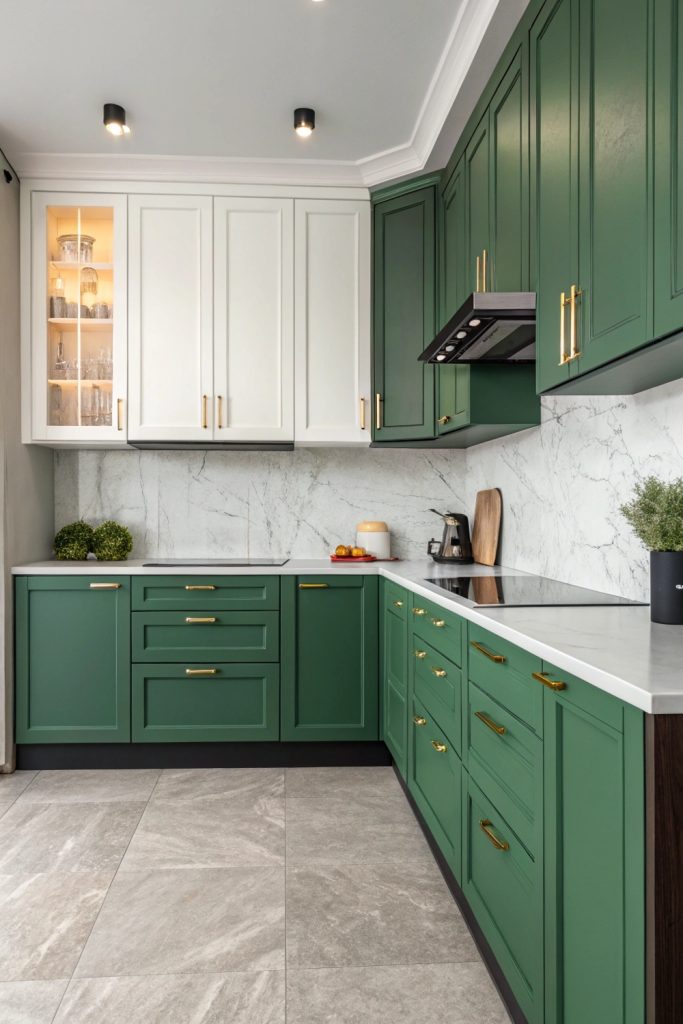 Two-Toned Green Cabinets: The Dynamic Duo
