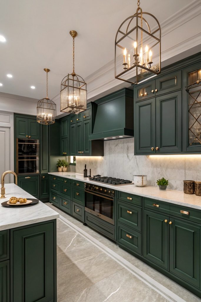 Hunter Green Cabinets: A Touch of Drama