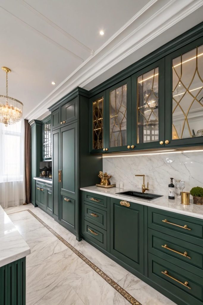 Jewel-Toned Emerald Green Cabinets: A Touch of Luxury