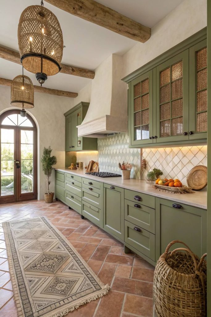Olive Green Cabinets: A Mediterranean Flair