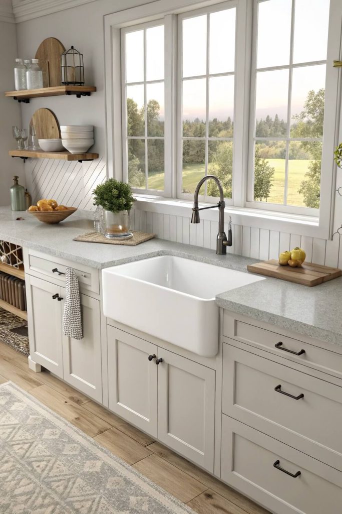 Farmhouse Sinks with Minimalist Countertops