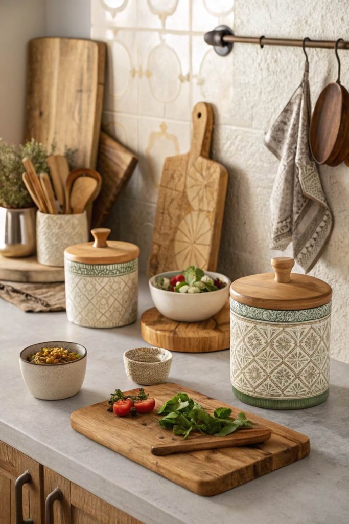 Countertop Styling for Free-Spirited Boho Kitchen for Eclectic Vibes