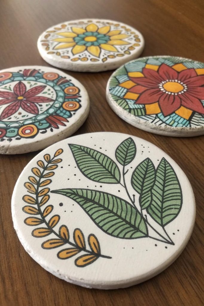 Hand-Painted Clay Coasters