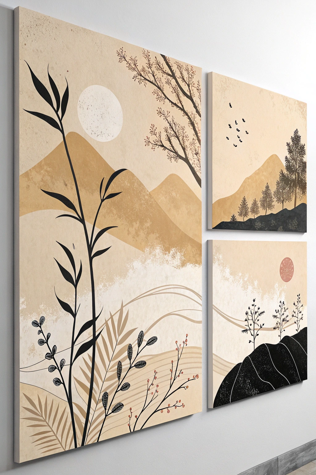 Beige & Black Canvas Wall Art Designs
